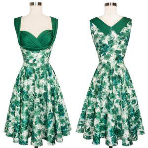 Trashy Diva Watercolor Jade Fit and Flare Midi Dress